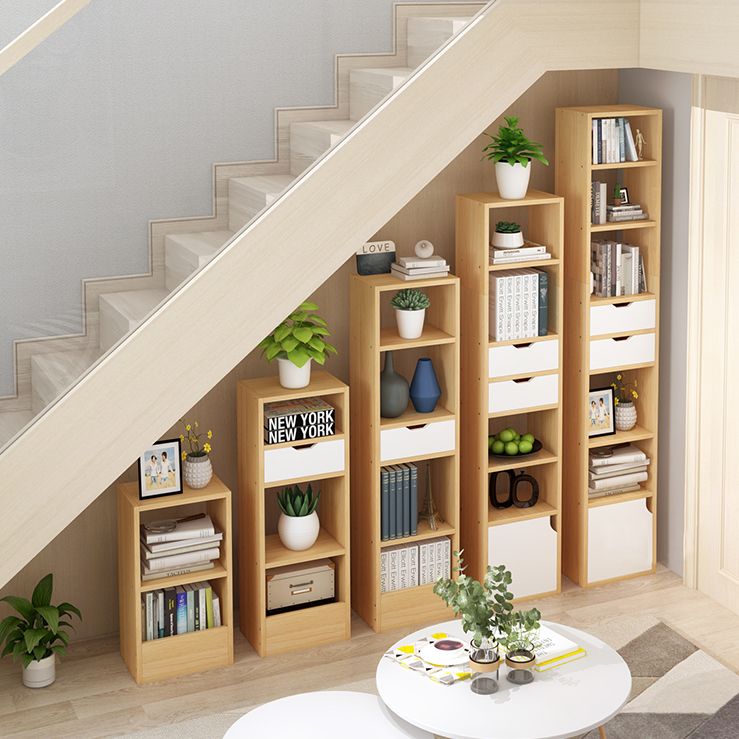 Closed Wooden Bookshelf Modern Home Living Room Corner Bookcase