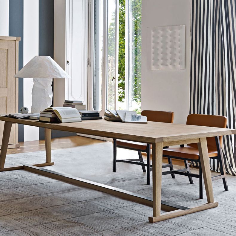 Mesa de comedor rectangular contemporánea de madera maciza, mesa superior de madera para comedor