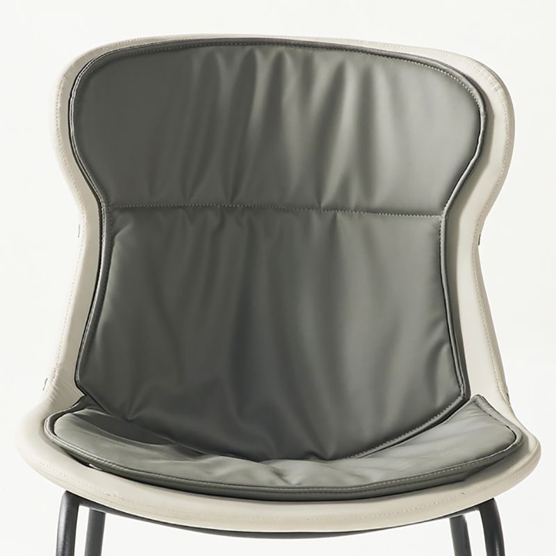 Industrial Style Leather Dining Side Chairs Solid Back Armless Side Chair