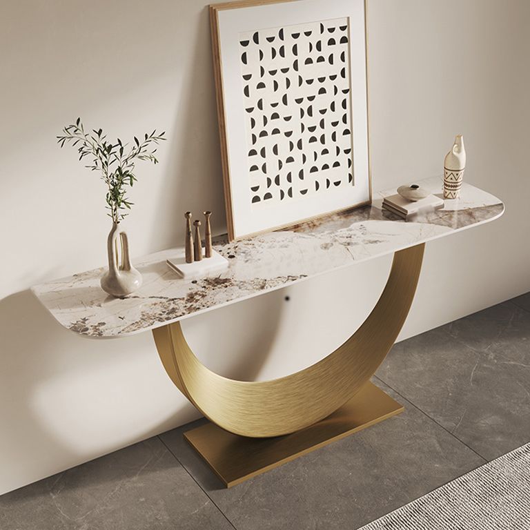 Glam Console Table Antique Finish Sofa Console Table in Stone