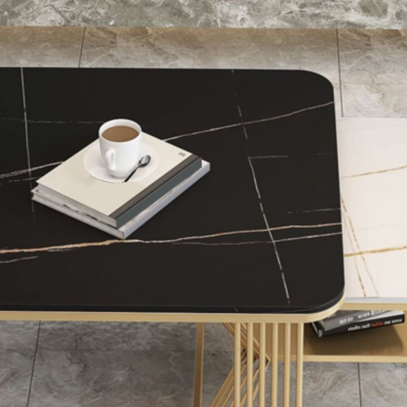 Square Coffee Table Slate Nesting Coffee Table Set with Storage