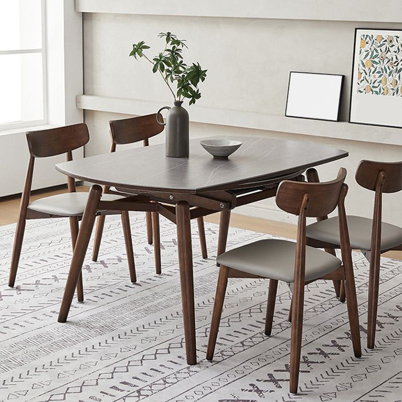 Contemporary Style 1/4/5/7 Pieces Dining Chairs Set Stone Round Furniture in Gray