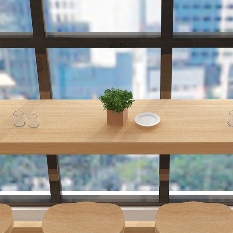 Natural Solid Wood Bar Dining Table Rectangle Bar Height Pub Table