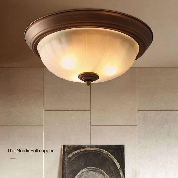 Plafonnier encastré avec abat-jour en verre, plafonnier d'intérieur en forme de bol de Style campagnard américain