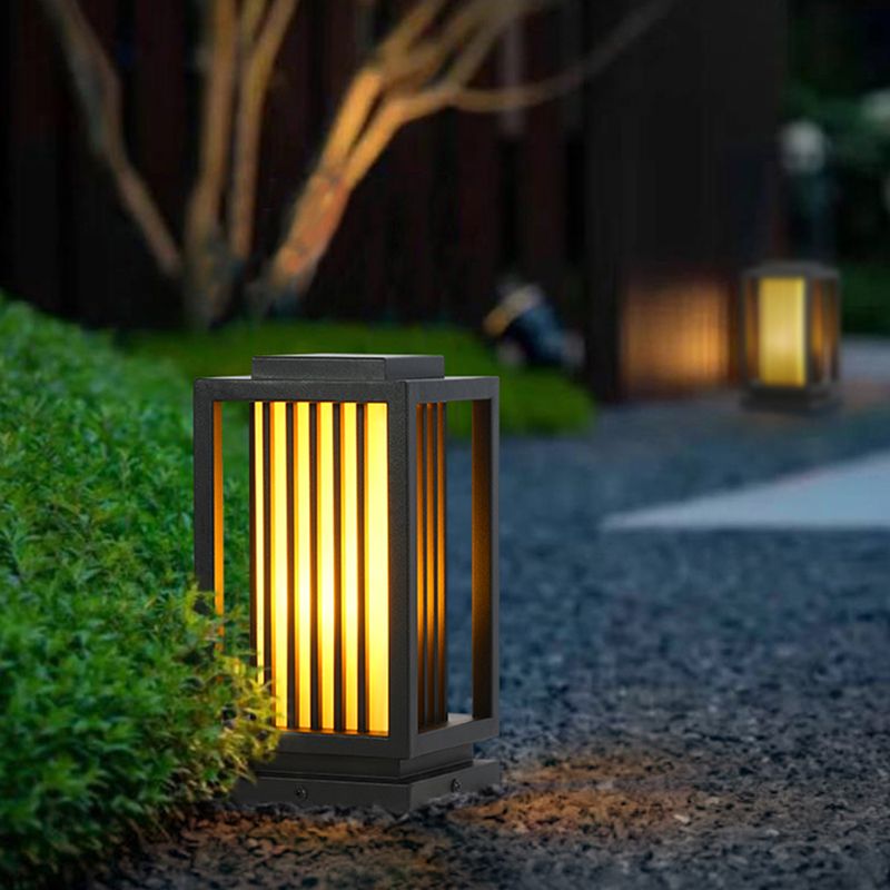 Rectangular Pillar Lamp Modern Black Outdoor Waterproof Light