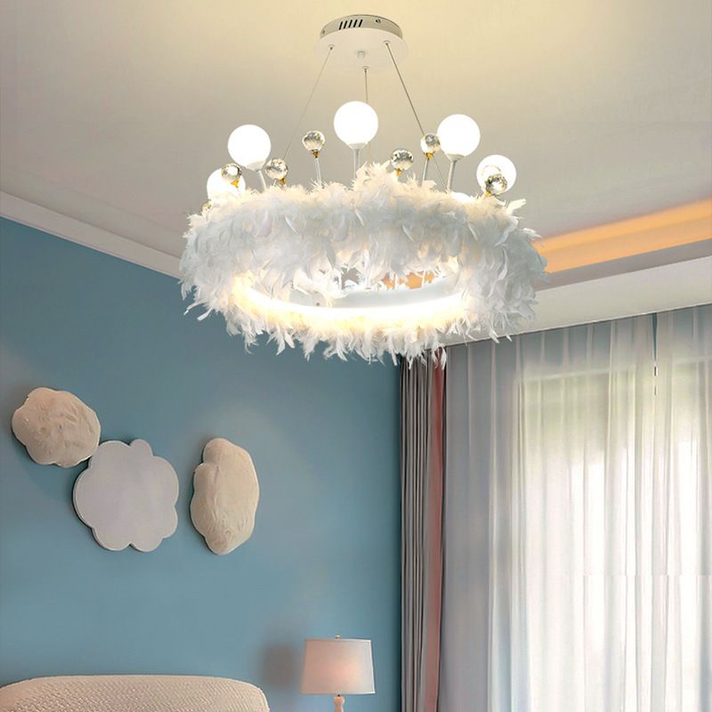 Multi-lights ring plafond hanglampen moderne stijl veer kroonluchter verlichting