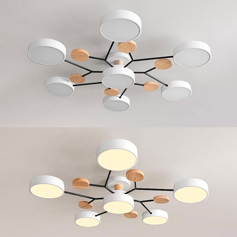 Orde circolare soggiorno LED LED SEMI FLUSH MONTO MODERNO ACRILICO LUCE