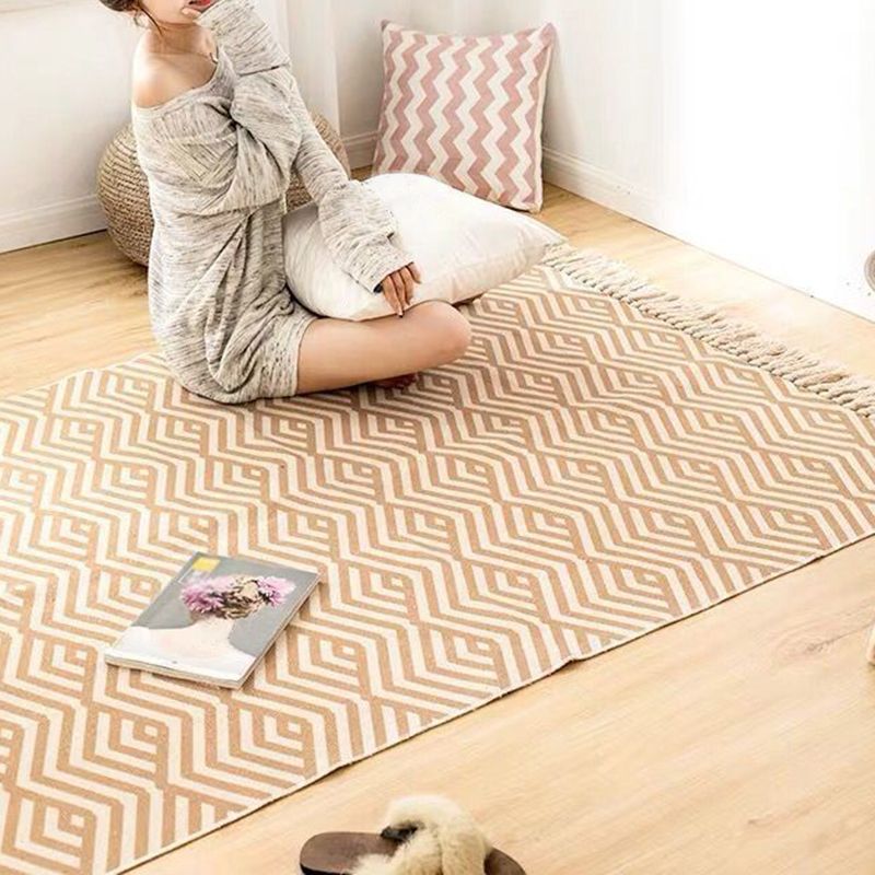 Multi-Color Bedroom Rug Western Geometric Printed Area Carpet Cotton Easy Care Pet Friendly Indoor Rug