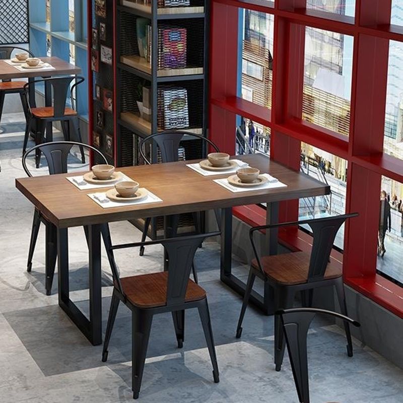Dining Room Dinner Kitchen Table Solid Wood Black Frame Dining Table