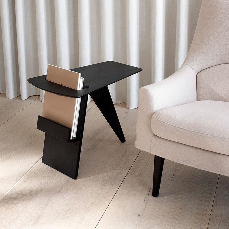 Solid Wood Abstract Side Table Natural/Black 22.44 inch Wide End Table