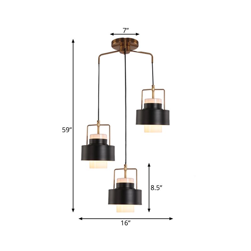 Lampe de suspension de suspension finale noire moderniste en métal en métal en forme de tambour