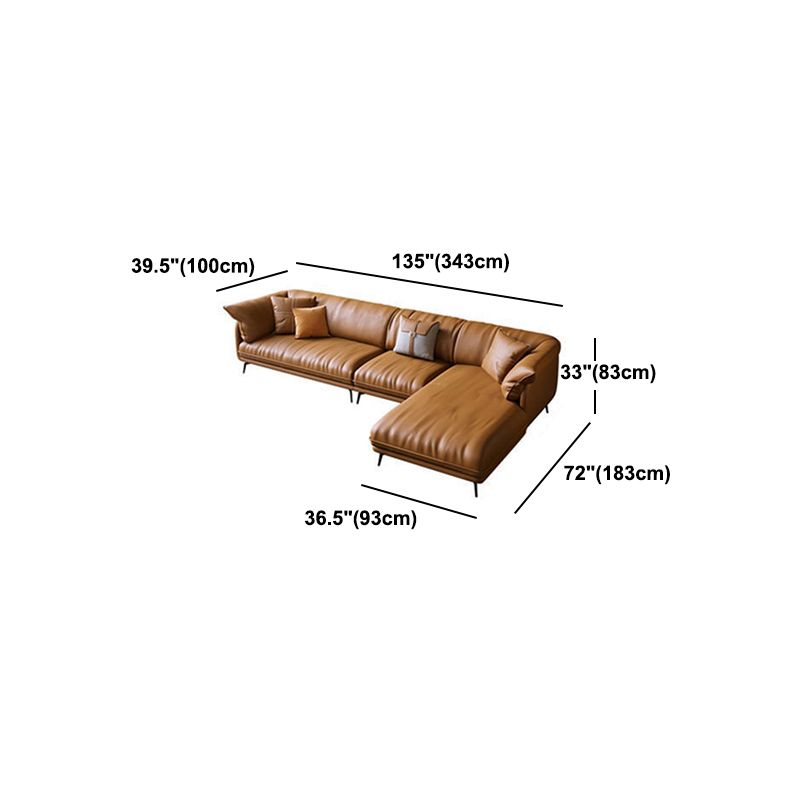 Scandinavian Orange Pillow Top Arm Sofa/Sectionals with Cushions Metal Legs