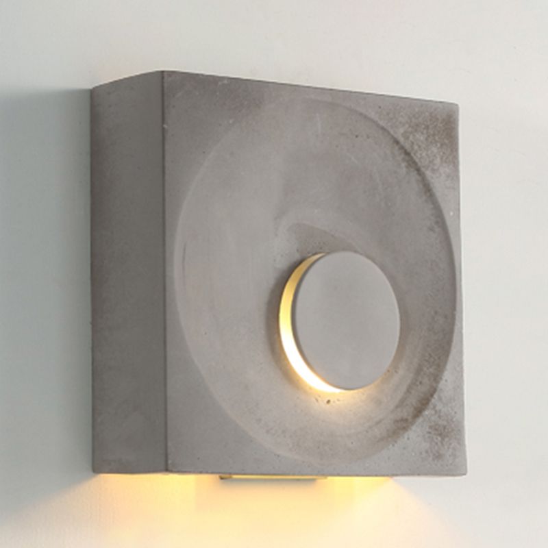 Modern Style Cement Wall Sconce Square Shape Wall Light for Living Room