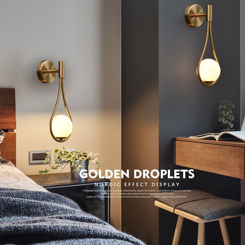 Modern Style Teardrop Sconce Light Fixture Glass Bedroom Wall Mounted Light Fixture