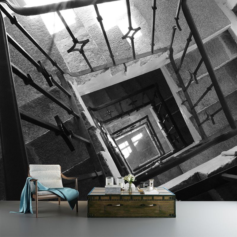 Customized Spiral Staircase Mural Wallpaper Mildew Resistant Wall Decor for Meeting Room