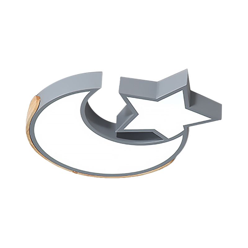 Macaron Étoile Lune Plafonnier Style Nordique En Métal LED Plafonnier en Gris/Bleu/Vert pour Chambre