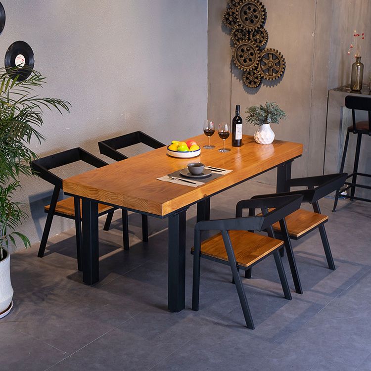 Rectangle 4 Legs Dining Table Industrial Wood Table for Kitchen