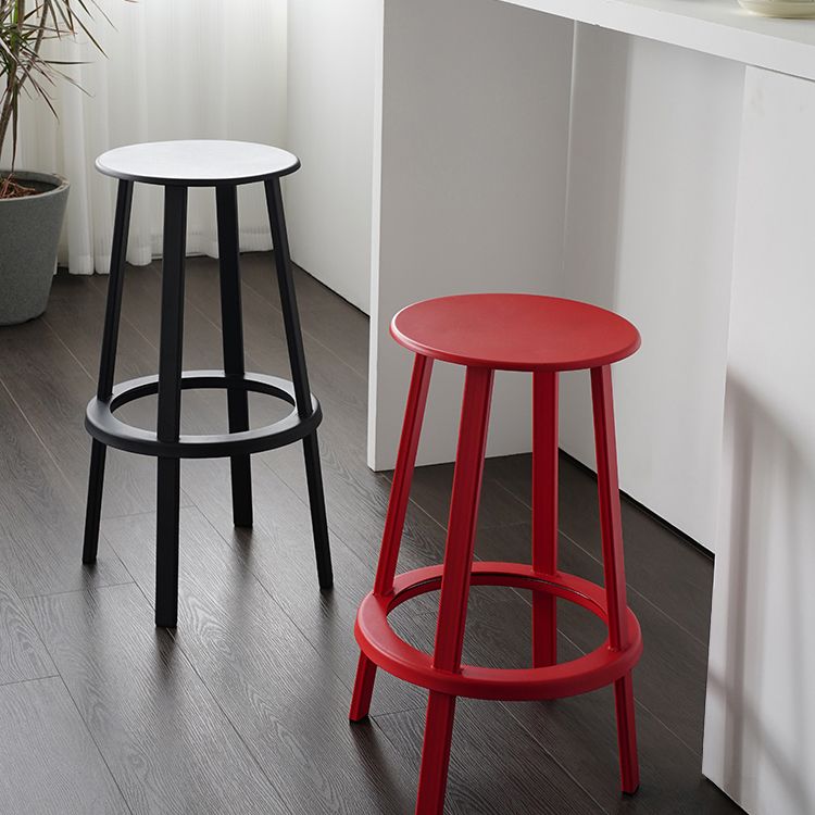 Modern Rotatable Backless Counter Stool Iron Cafe Bar Stool with Pedal