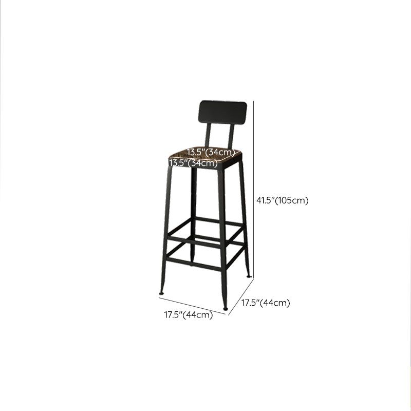 Industrial Faux Leather Dining Stools Armless Bar Stools with Black Metal Base