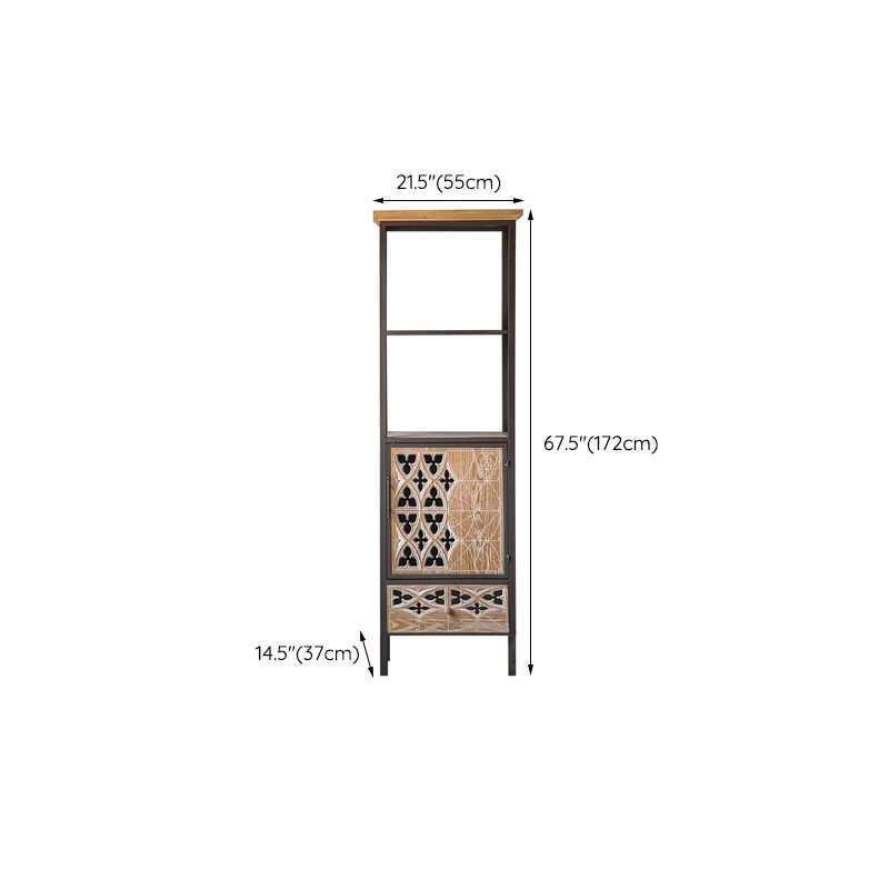 Rectangular Industrial Cabinet Metal and Wood Accent Chest in Natural
