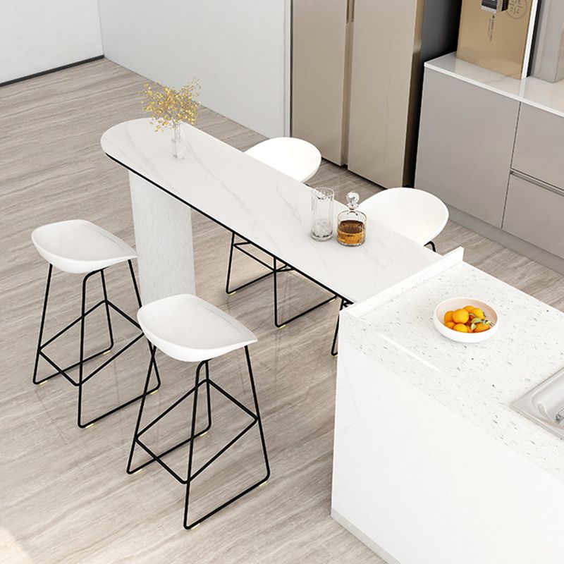 Glam Style Plastic Counter Stool Bucket Bar Stool with Metal Legs