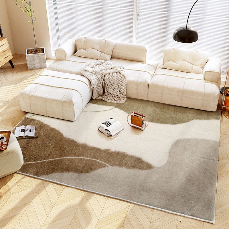 Dark Brown Modern Rug Polyester Color Piece Rug Washable Rug for Living Room