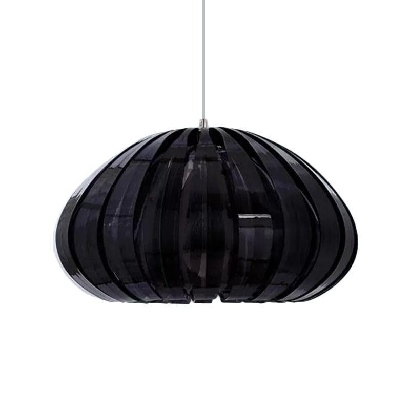 Simple Squash Suspension Light Acrylic Single Dining Table Ceiling Pendant in White/Black with Blade Design