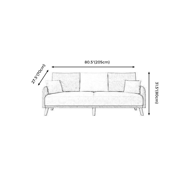 Contemporary Sewn Pillow Back Couch Reclining Sofa with Wooden Legs for Apartment
