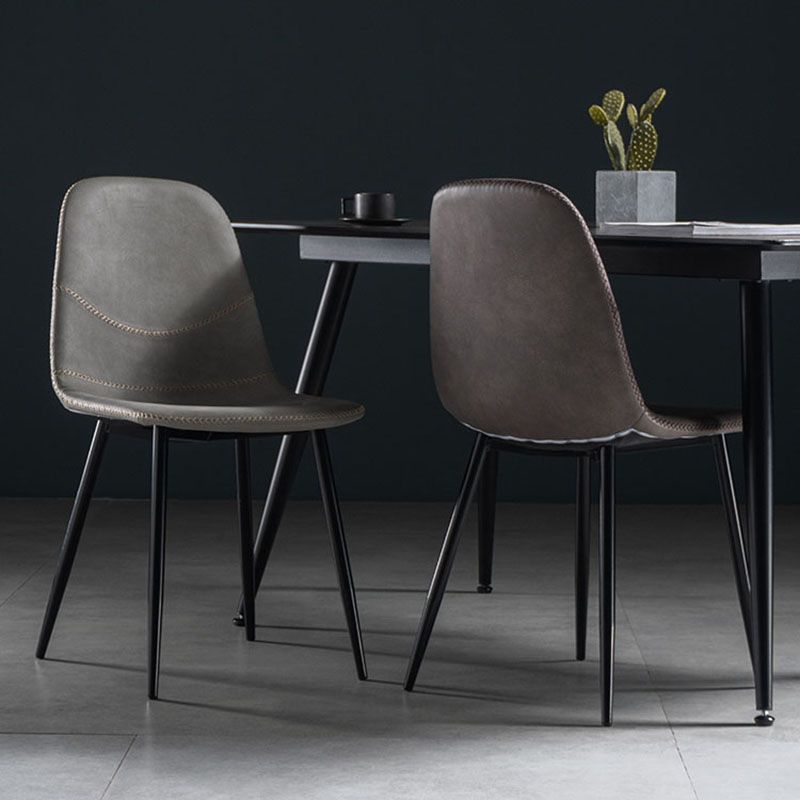 Silla de estilo moderno, silla sin brazos con patas de metal para cocina