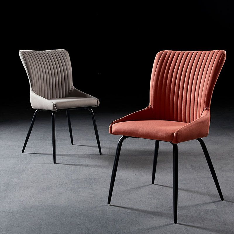 Industrial Arm Solid Back Dining Side Chair Fabric Dining Side Chair