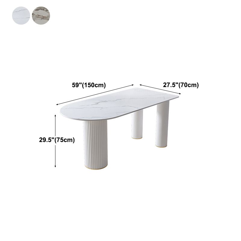 White Tripod Base Dining Table Stone Top Modern Dining Room Kitchen Table