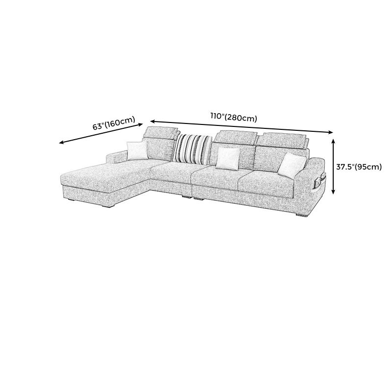 Square Arm Light-grey Cushion Back Modern Living Room Storage Sofa