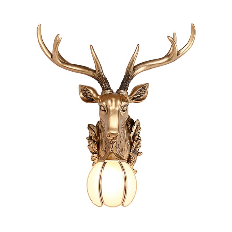 Éclairage d'écran en forme de tête d'or Résine country 17 "/ 25" W 1 Light Indoor Wall Mount Éclairage