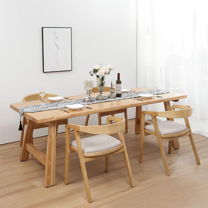 Solid Wood Top Dining Table Modern Simple Table with 4 Legs for Living Room