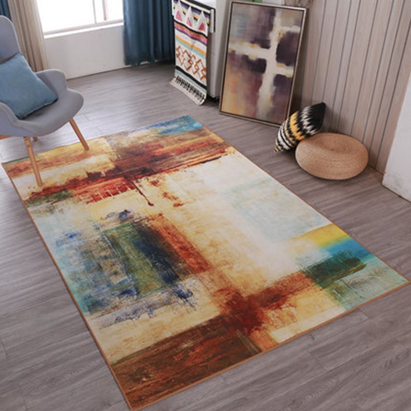 Modern Home Decor Rug Multi Color Abstract Print Area Carpet Synthetics Non-Slip Backing Pet Friendly Rug