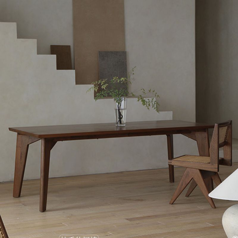 Rectangle Brown Base Dining Table Modern Pine Wood Table for Living Room