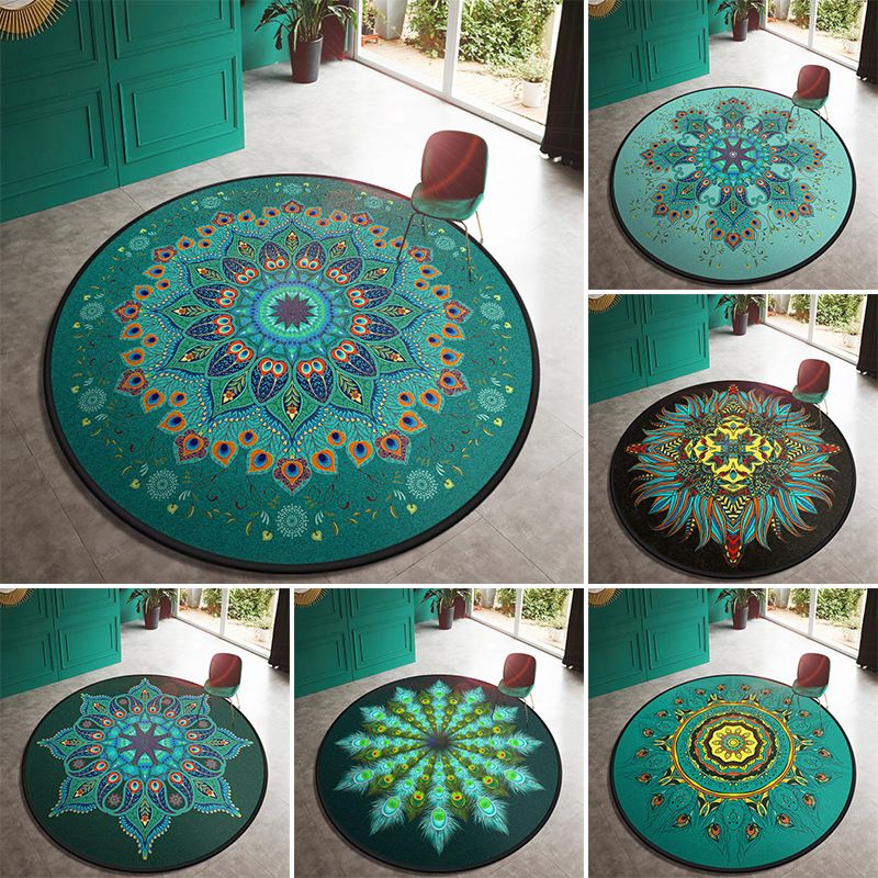 Multi Color Door Rug Moroccan Floral Area Carpet Synthetics Anti-Slip Stain Resistant Pet Friendly Rug