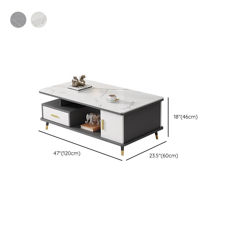 Slate Coffee Table Rectangle Glam Cocktail Table with 4 Legs