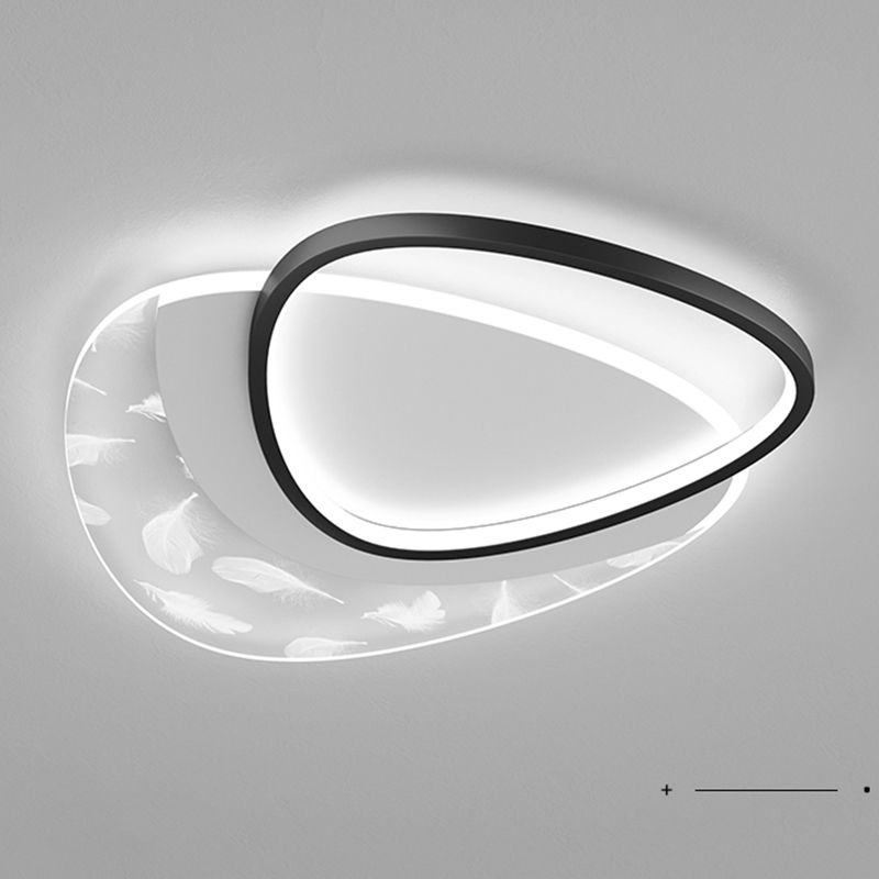 Plafonnier oblong en acrylique à montage encastré à LED en plumes à la mode moderne pour le salon