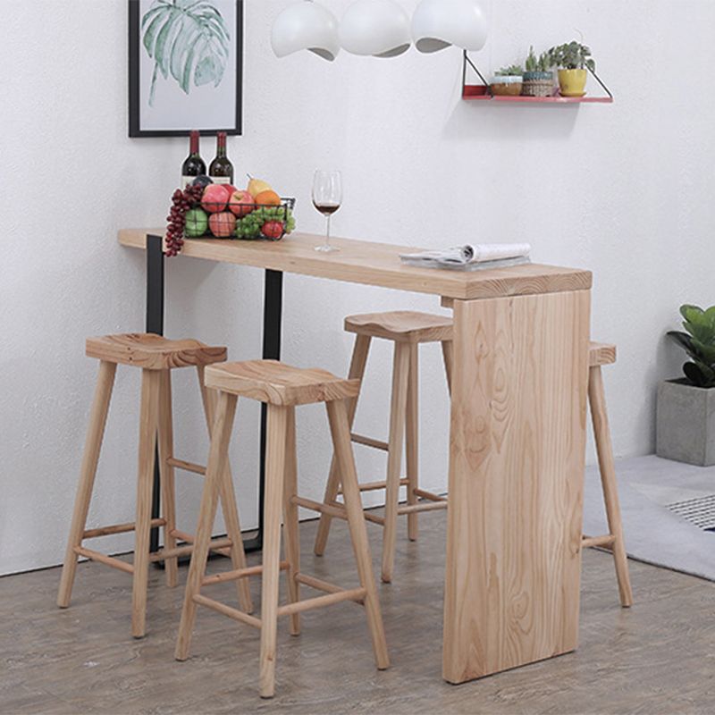 Modern Solid Wood Counter Stool Backless Bar Stool with Footrest