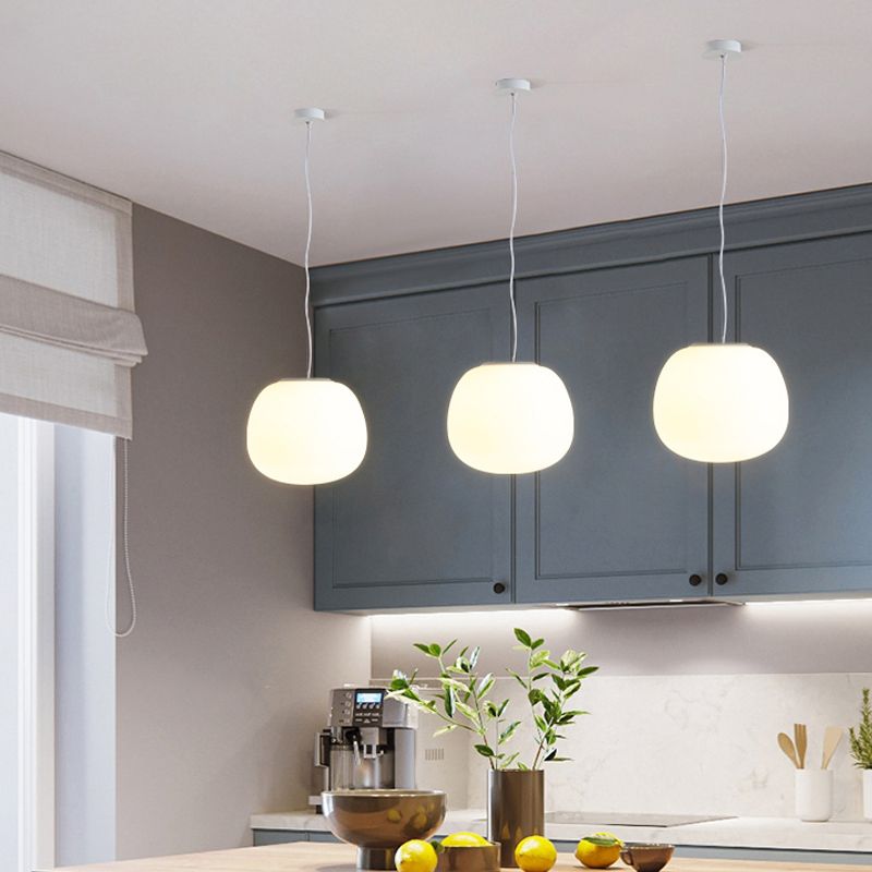 Glass Drop Shade Hanging Lights Modern Style 1 Head Hanging Mount Fixture for Restaurant