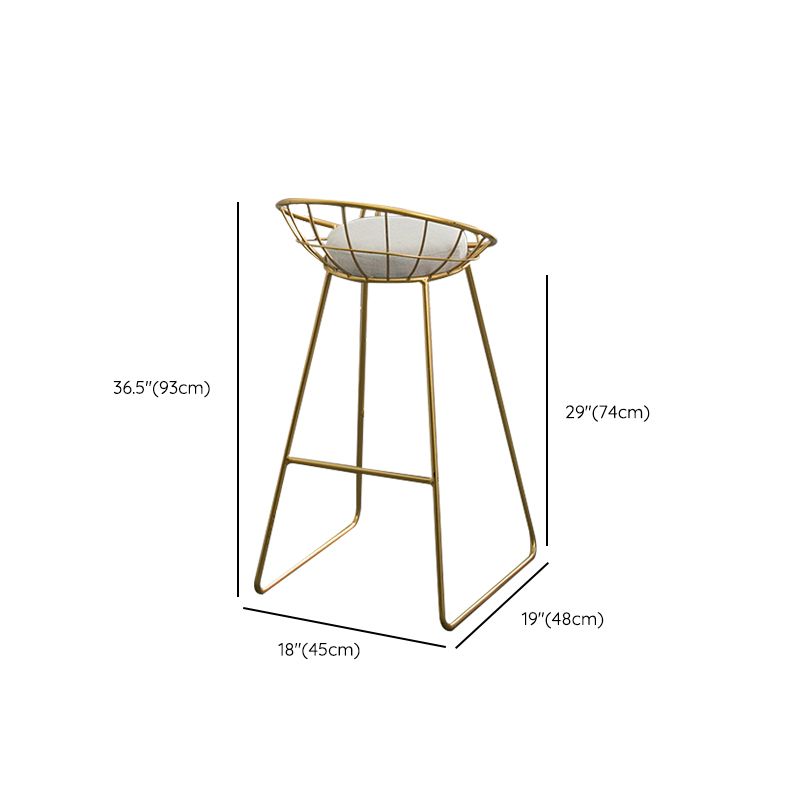 Contemporary Bar Stool White Cushion Barstool with Metal Legs