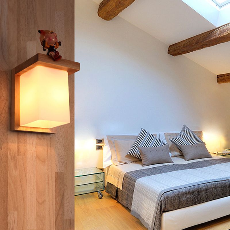 Modern Wooden Wall Light Fixture with 1 Light for Bedroom Living Room