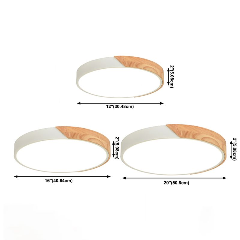 Houten ronde LED-inbouw in moderne Scandinavische stijl acryl Macaron-plafondlamp voor slaapkamer