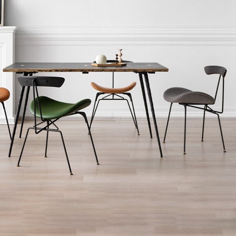 Black Iron Legs Dining Chairs Industrial Armless Dining Side Chair