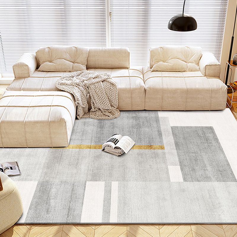 Green Casual Rug Polyester Irregular Color Block Rug Washable Rug for Living Room