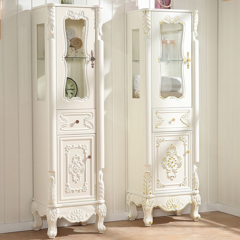 Modern Standard Accent Cabinet White Solid Wood Cabinet with Doors