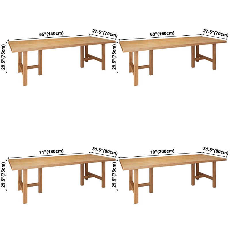 Eenvoudige keuken rechthoek eettafel massief hout kaki eettafel met dubbele voetstukbases