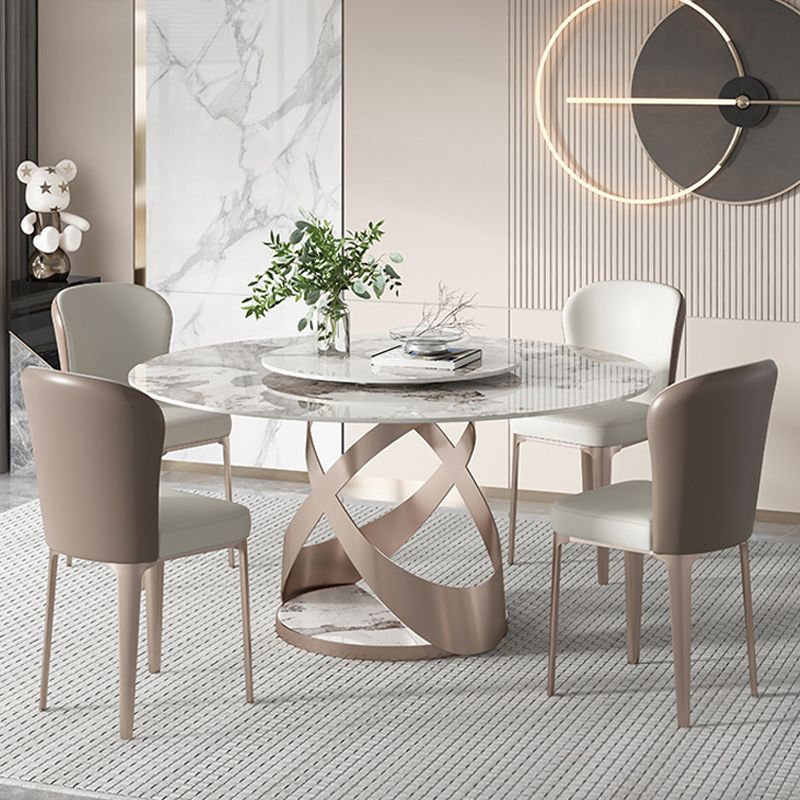 Modern Round Dining Table Set 1/2/5/9 Pieces Dinette Set with Sintered Stone Top