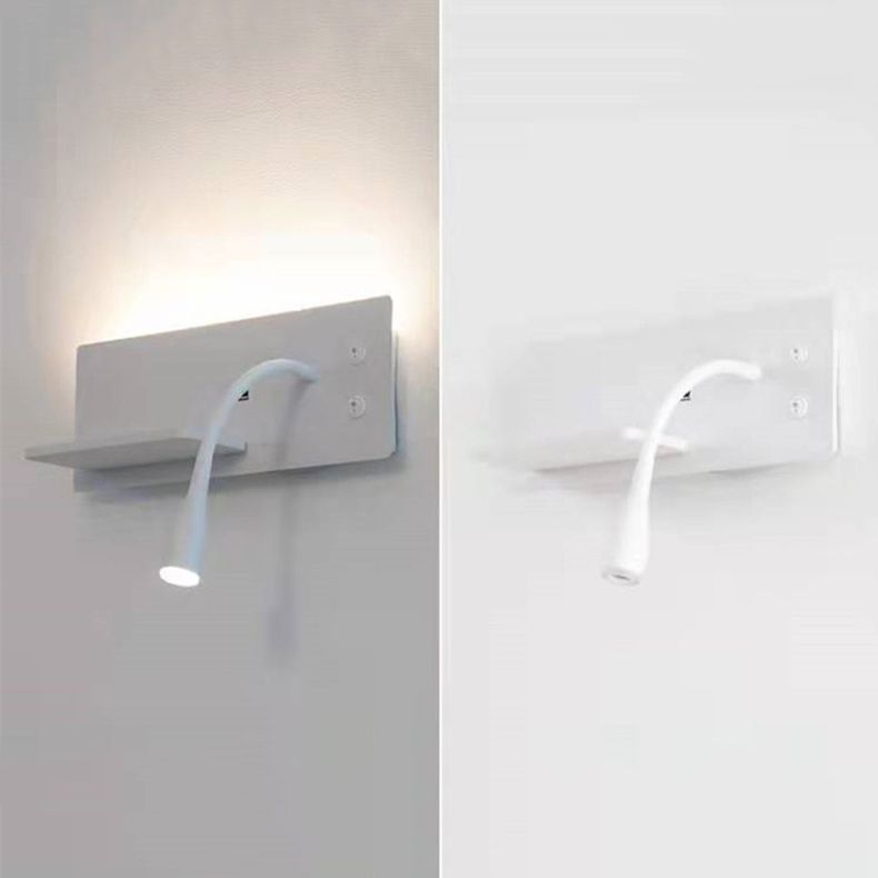 Modern Metal Wall Light Rectangle 12" Wide Reading Wall Sconce for Bedroom